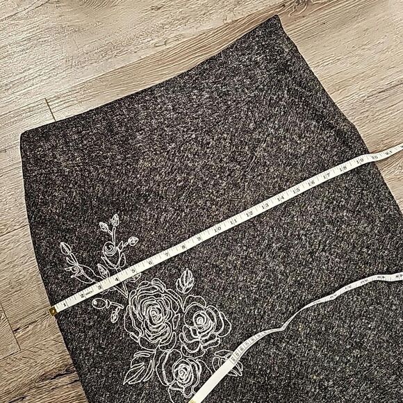 Fairycore Twee Academia Tweed  Floral Embroidered Ruffle Midi Skirt Workwear - Picture 7 of 11